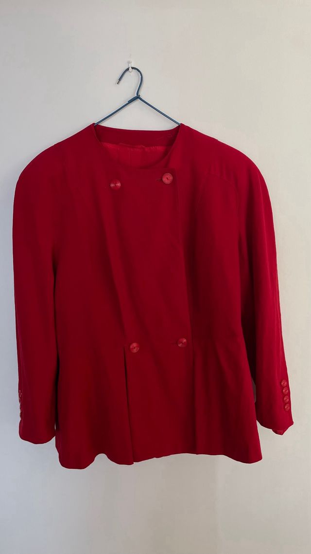 Blazer Lana Virgen Oversize Vintage Roja