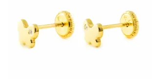 Pendientes niña flor con circonita 9 kilates oror