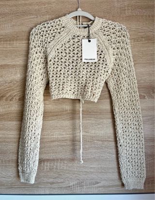 Top Pull&Bear crochet beige talla única