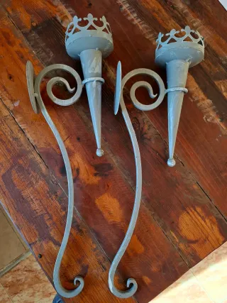 4 Apliques da parete portacandele in ferro forgiato