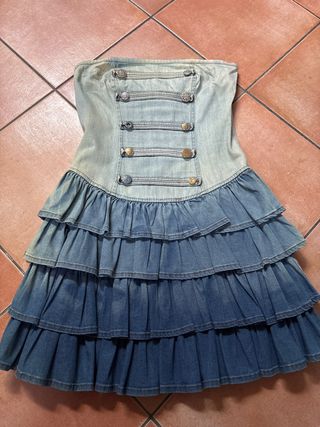 Vestito jeans donna con balze