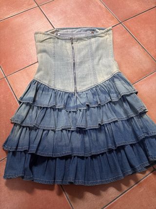 Vestito jeans donna con balze