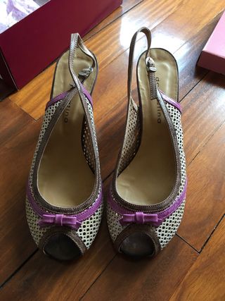 Zapatos Doralatina Piel Vintage Beige/Morado