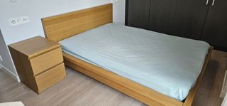 Letto matrimoniale IKEA MALM fuori produzione, versione bassa, effetto rovere
