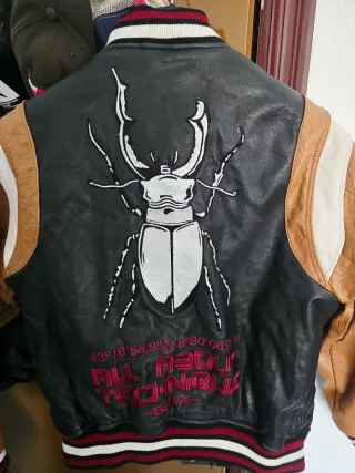 Chaqueta Zara Cuero Negra y Marrón