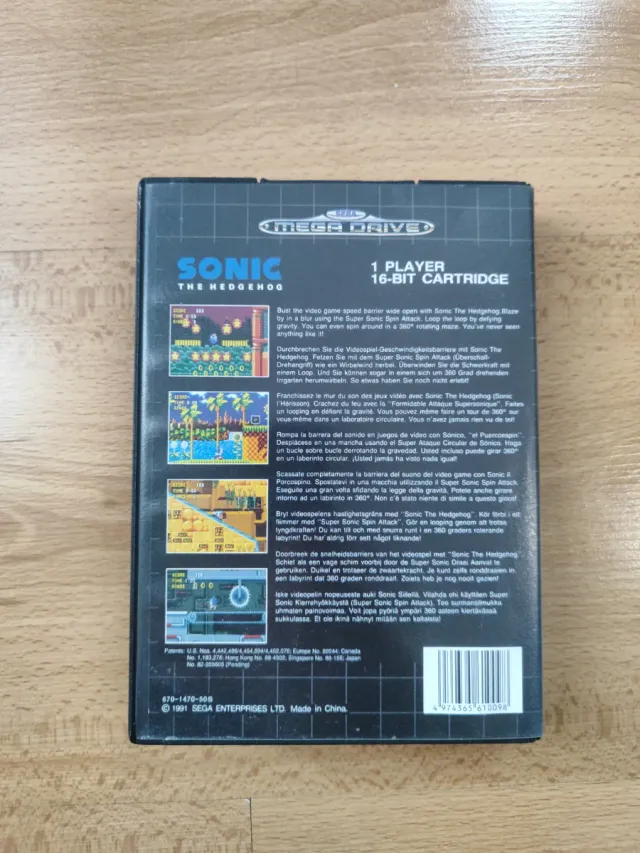 Sonic SEGA Mega Drive Cartucho 16-Bit