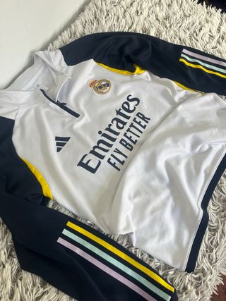 Sudadera Adidas Real Madrid Blanca y Azul