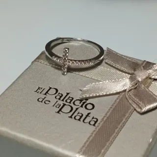 Anillo Plata 925 Cruz Circonitas T12