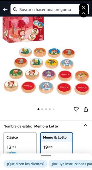 Juego de mesa Memo de Goula