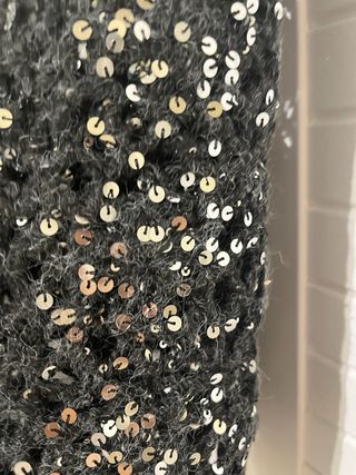 Top lentejuelas Zara negro/plata