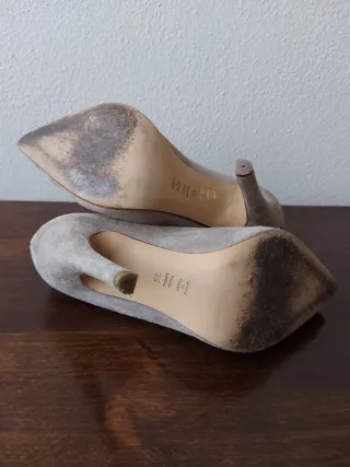 Scarpe con tacco alto beige scamosciate