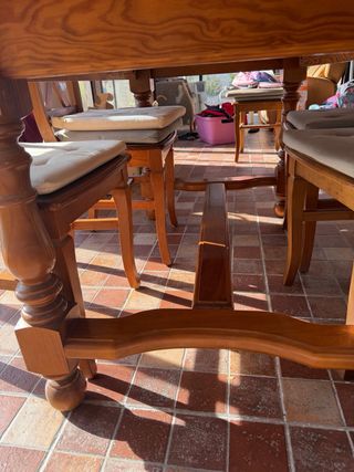 Mesa comedor madera y cristal 6 sillas