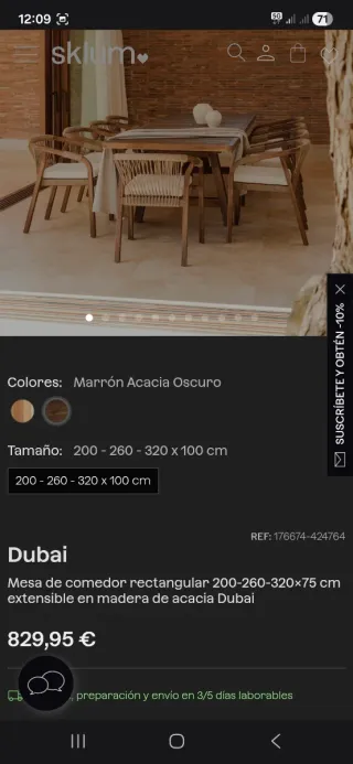 Mesa de jardín extensible madera de la marca Sklum