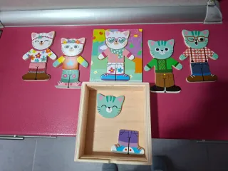 Puzzle madera gatos vestibles