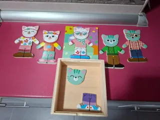 Puzzle madera gatos vestibles