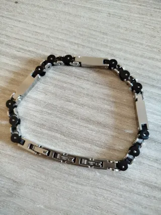 Bracciale Uomo Rosso Amante Nero Argento