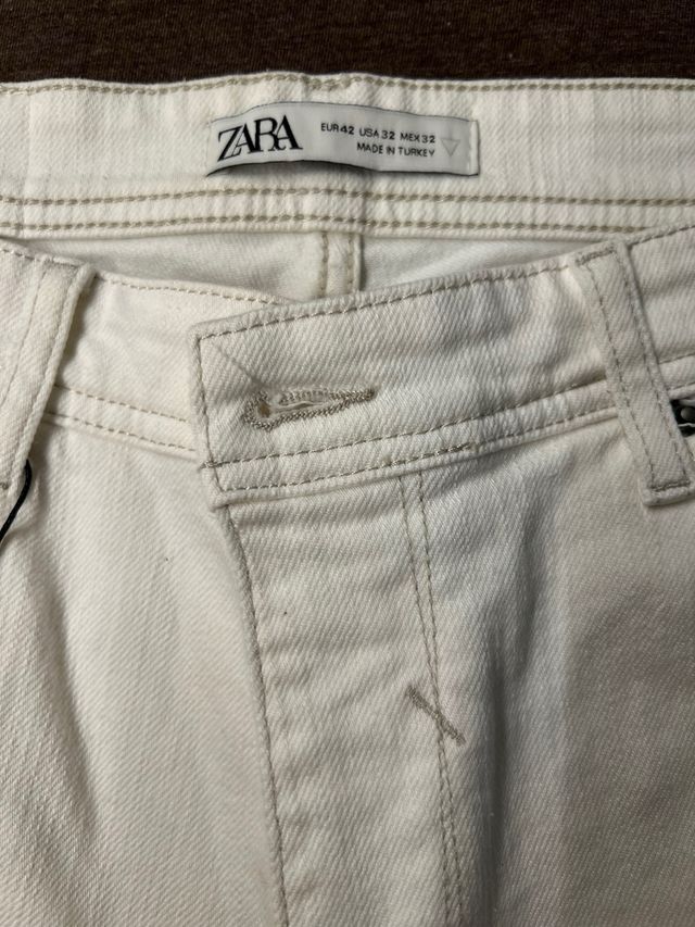 Vaqueros Zara Hombre Talla 42 Blanco
