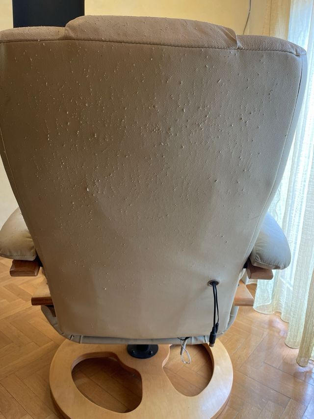 Sillón reclinable piel y madera