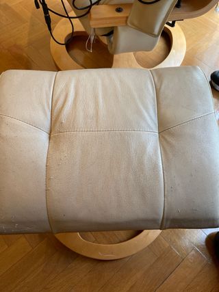 Sillón reclinable piel y madera