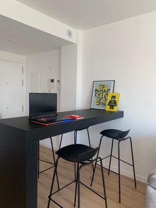 Tavolo Bar Nero in Metallo e Legno