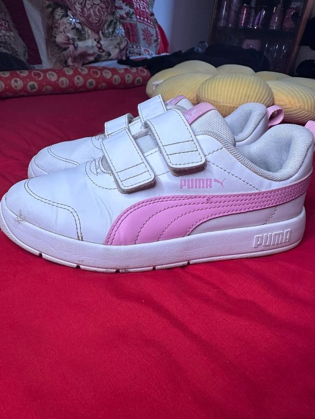 Zapatillas Puma niña blancas y rosas talla 34