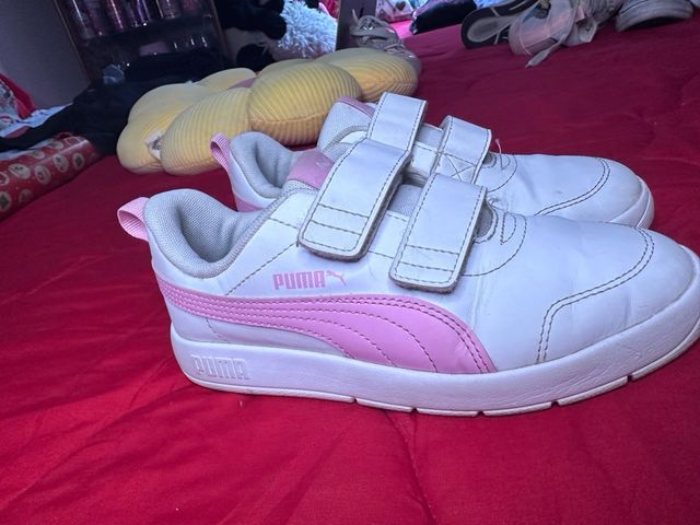 Zapatillas Puma niña blancas y rosas talla 34