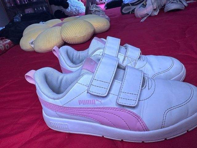 Zapatillas Puma niña blancas y rosas talla 34