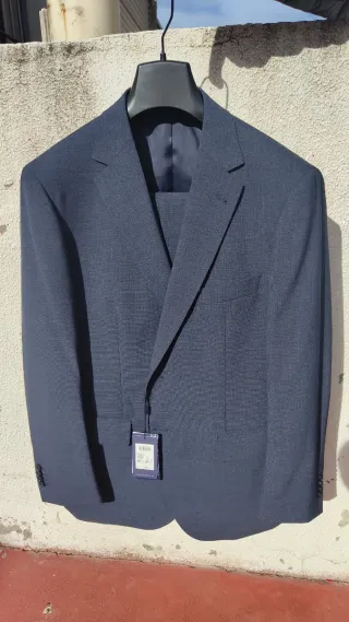 Traje chaqueta Dustin azul/gris. Nuevo