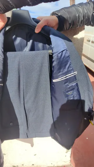 Traje chaqueta Dustin azul/gris. Nuevo