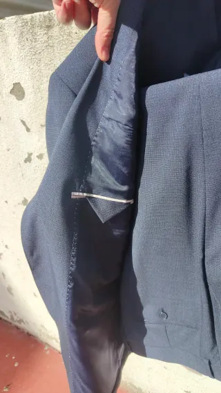 Traje chaqueta Dustin azul/gris. Nuevo