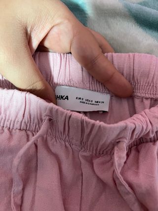 Pantalones de lino rosas