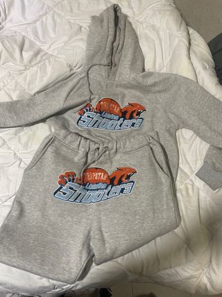 Conjunto Sudadera y Shorts Trapstar Shooters Gris