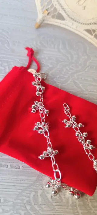 Conjunto pendientes y pulsera plata