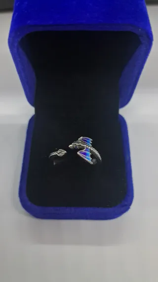 Anillo Dragón Ajustable Alas Azul Morado
