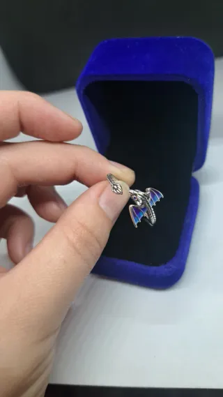 Anillo Dragón Ajustable Alas Azul Morado