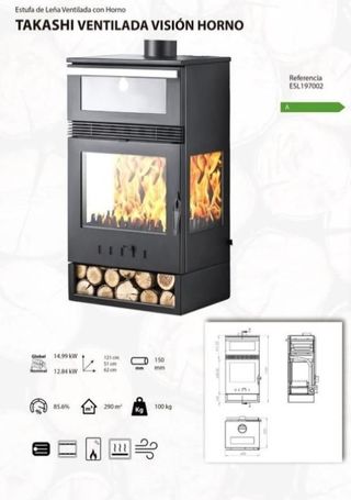 Estufa leña TAKASHI Ventilada con horno/CAST197002