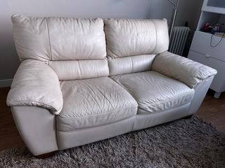 Sofá Natuzzi Piel 2 Plazas Beige