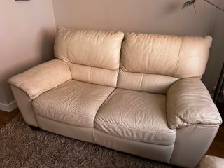 Sofá Natuzzi Piel 2 Plazas Beige