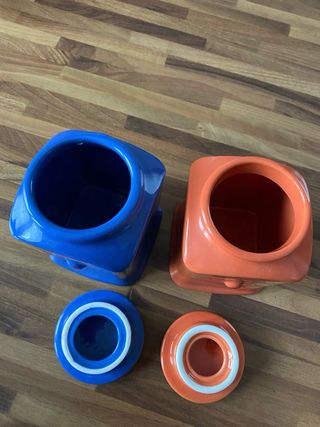 Set 2 barattoli in ceramica con faccine