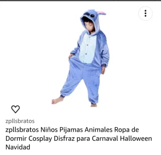 Pijama infantil Stitch azul talla 105 a 115 cm