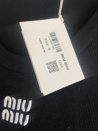 Camiseta Miu Miu Tirantes Negra Talla S