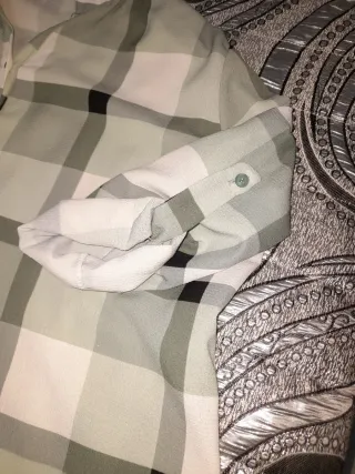 Camicia donna quadri verde bottoni taglia M