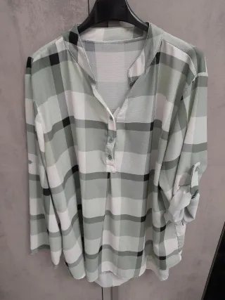 Camicia donna quadri verde bottoni taglia M