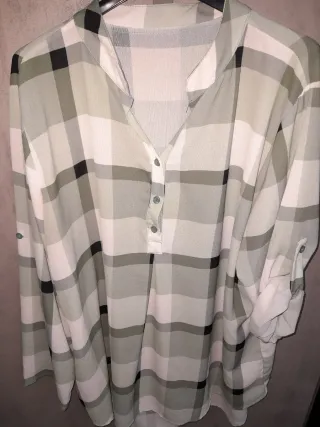 Camicia donna quadri verde bottoni taglia M