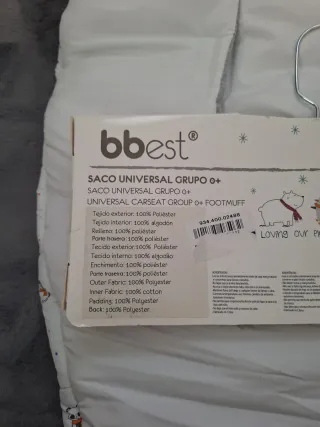 Saco universal bebé Bbest 0+ blanco dibujos nuevo