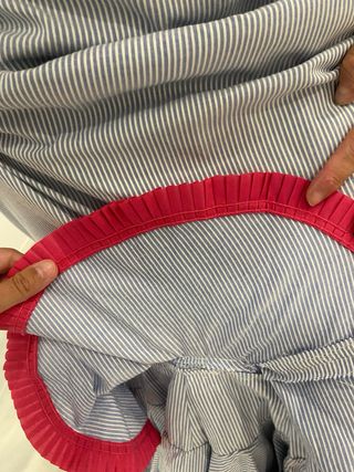 Falda flamenca volantes rayas rosa