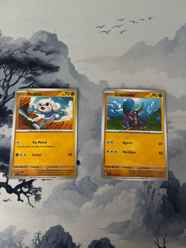 Lote 2 Cartas Pokémon Meditite y Crabrawler