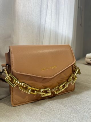 Bolso mujer cadena dorado marrón