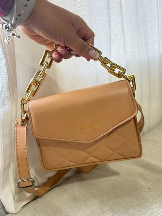 Bolso mujer cadena dorado marrón