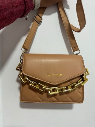 Bolso mujer cadena dorado marrón